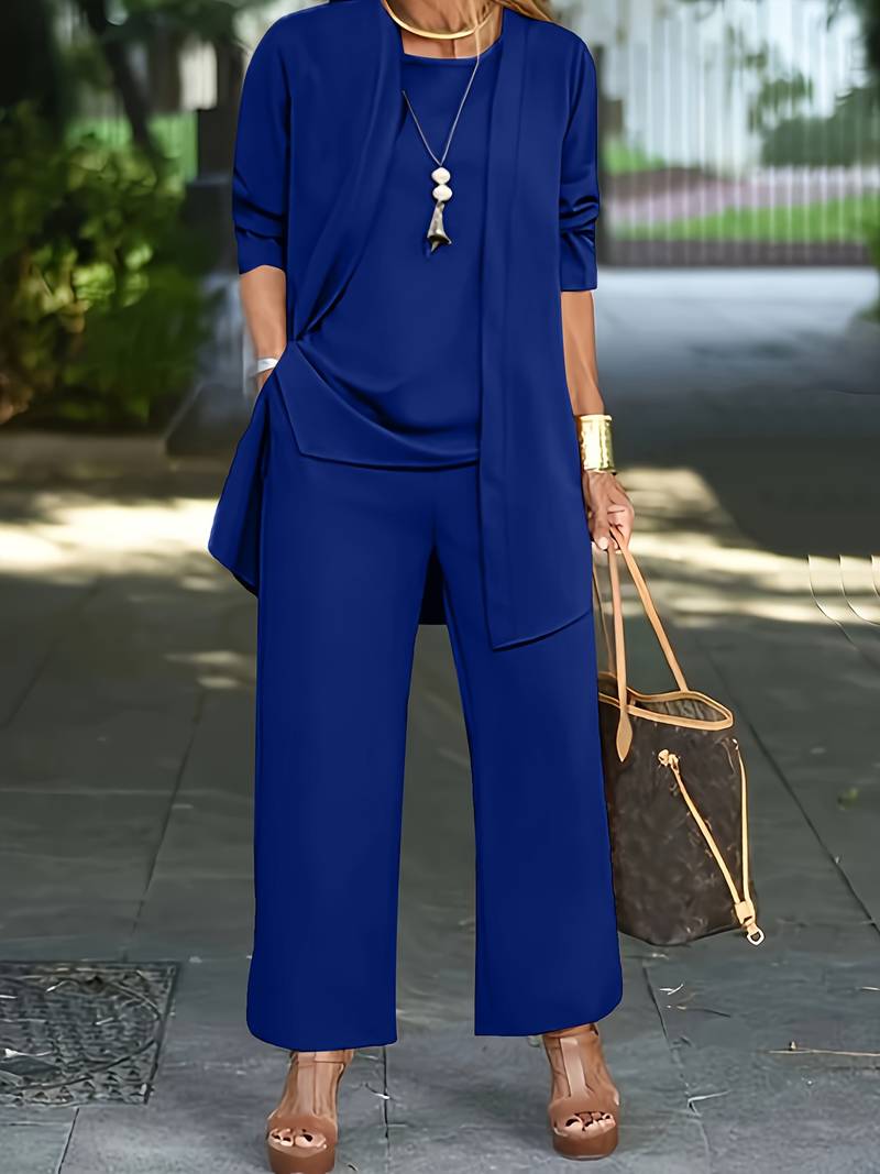 Melina – Lässiges 3-teiliges Set mit Strickjacke und Hose