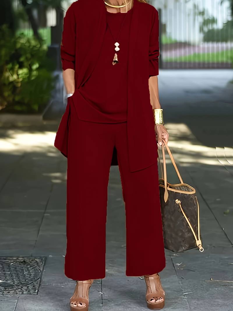 Melina – Lässiges 3-teiliges Set mit Strickjacke und Hose