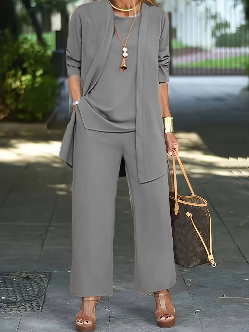 Melina – Lässiges 3-teiliges Set mit Strickjacke und Hose