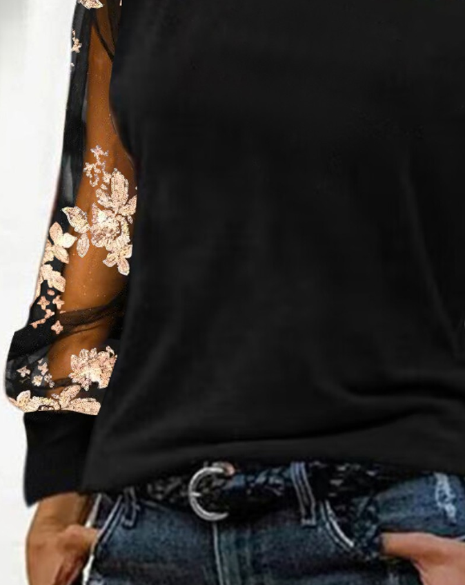 Alina – Kühles Trägershirt mit floralen Paillettenakzenten