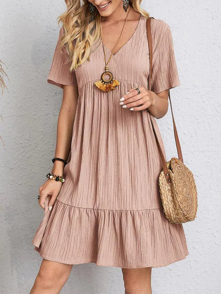 Alina – Weites Kleid mit elegantem V-Ausschnitt