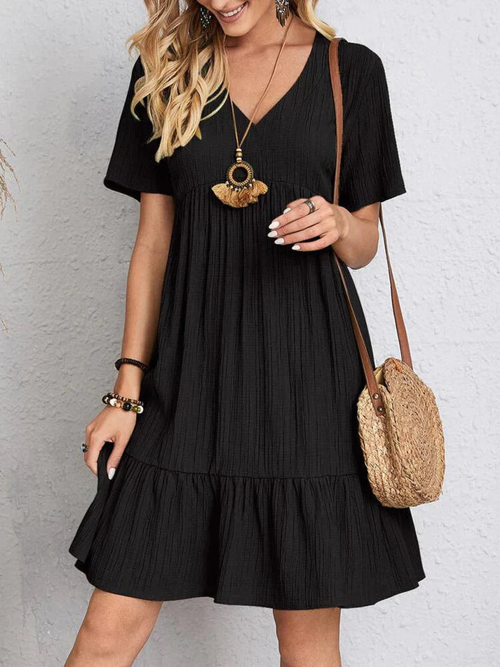 Alina – Weites Kleid mit elegantem V-Ausschnitt