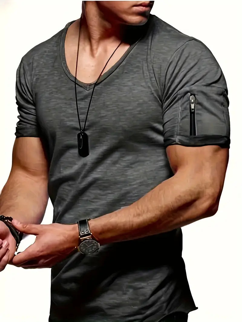 Nilo – Herren-T-Shirt mit V-Ausschnitt in lässigem Stil