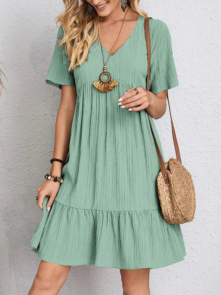 Alina – Weites Kleid mit elegantem V-Ausschnitt