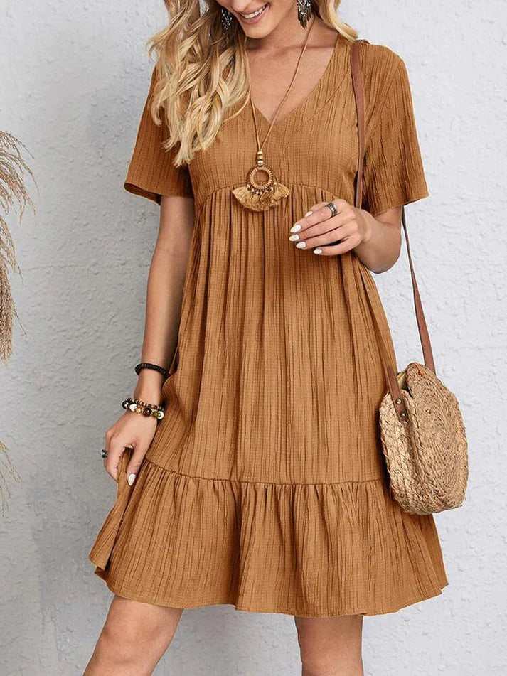 Alina – Weites Kleid mit elegantem V-Ausschnitt