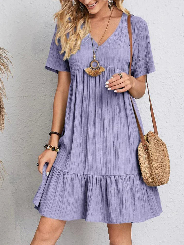Alina – Weites Kleid mit elegantem V-Ausschnitt
