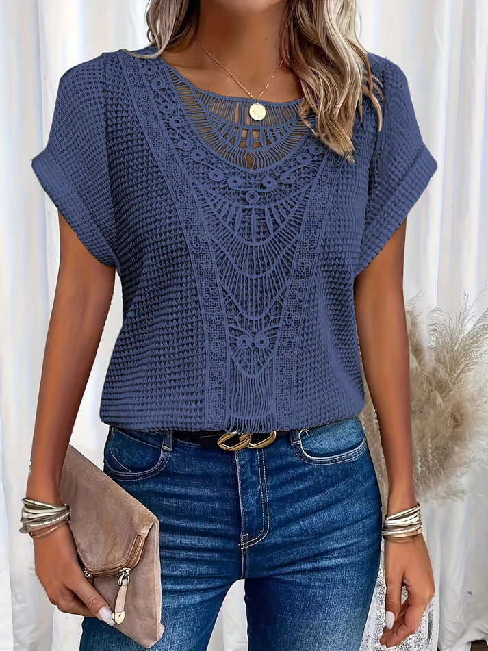Noelle – Zarte Bluse aus beiger Spitze