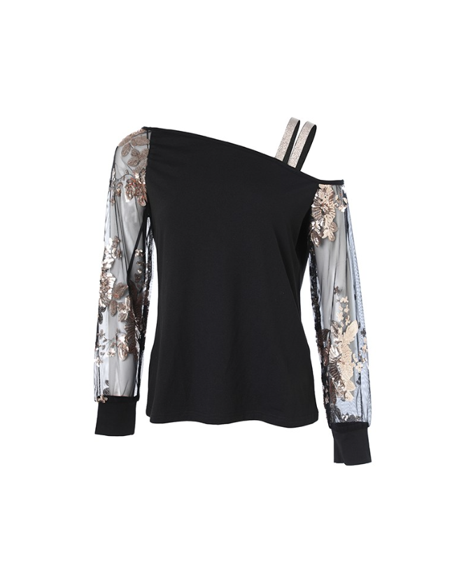 Alina – Kühles Trägershirt mit floralen Paillettenakzenten