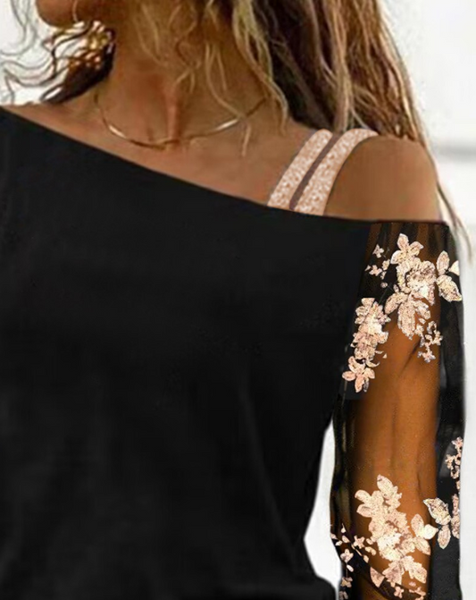 Alina – Kühles Trägershirt mit floralen Paillettenakzenten