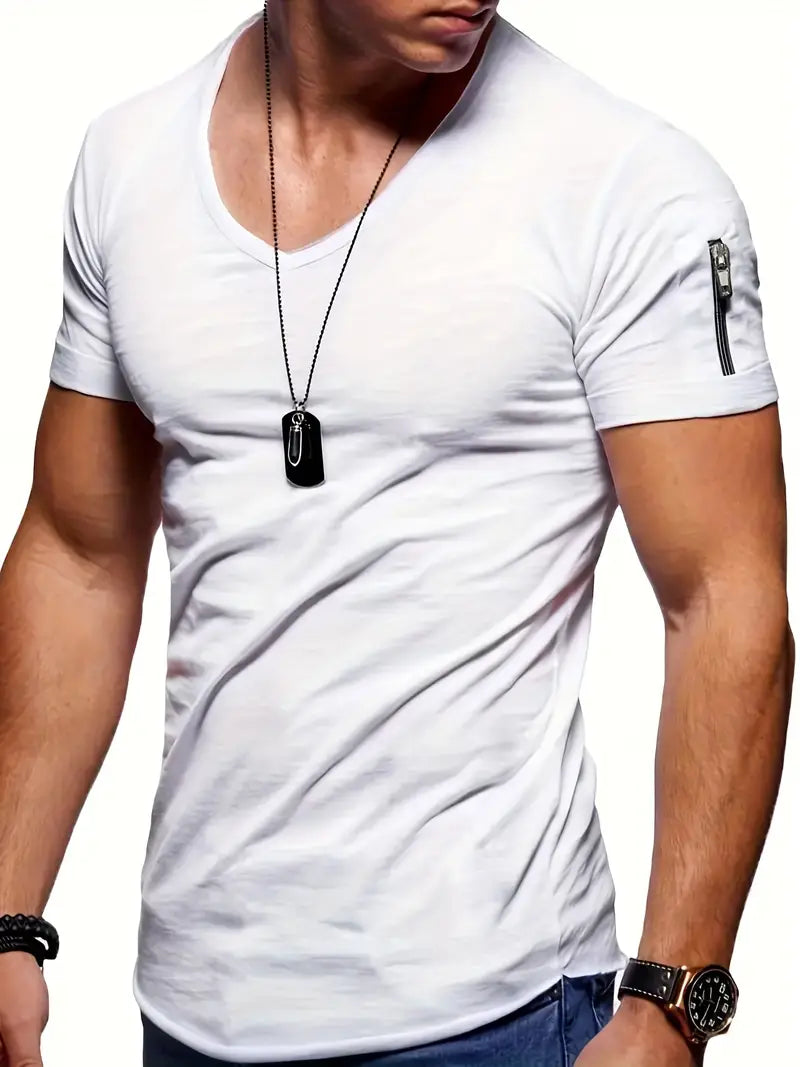 Nilo – Herren-T-Shirt mit V-Ausschnitt in lässigem Stil