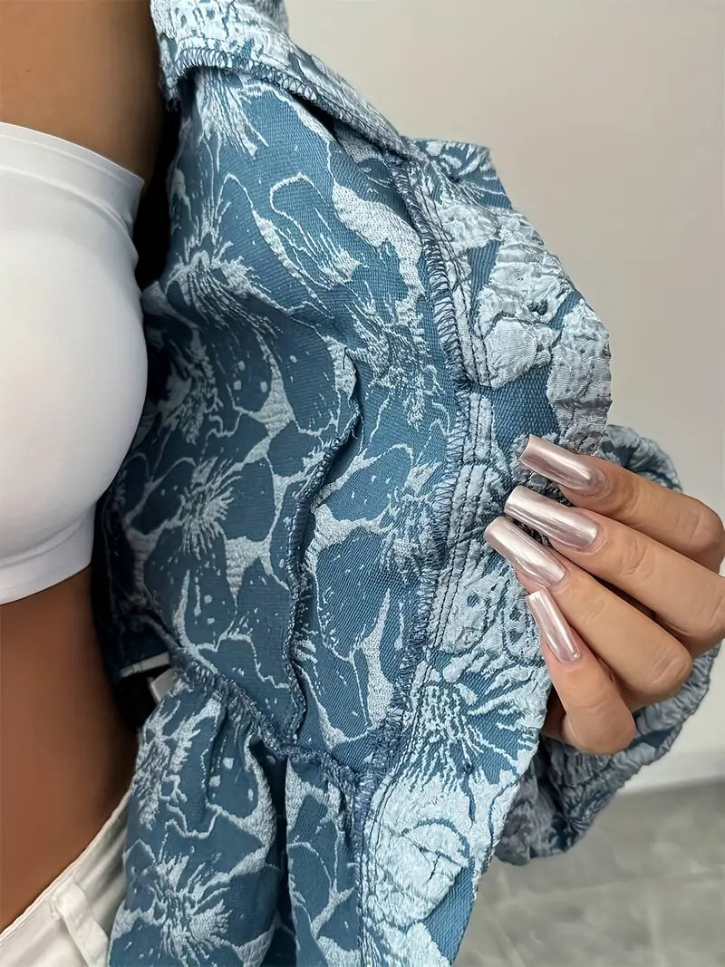 Elodie – Elegante Bluse mit Blumenmuster und Puffärmeln