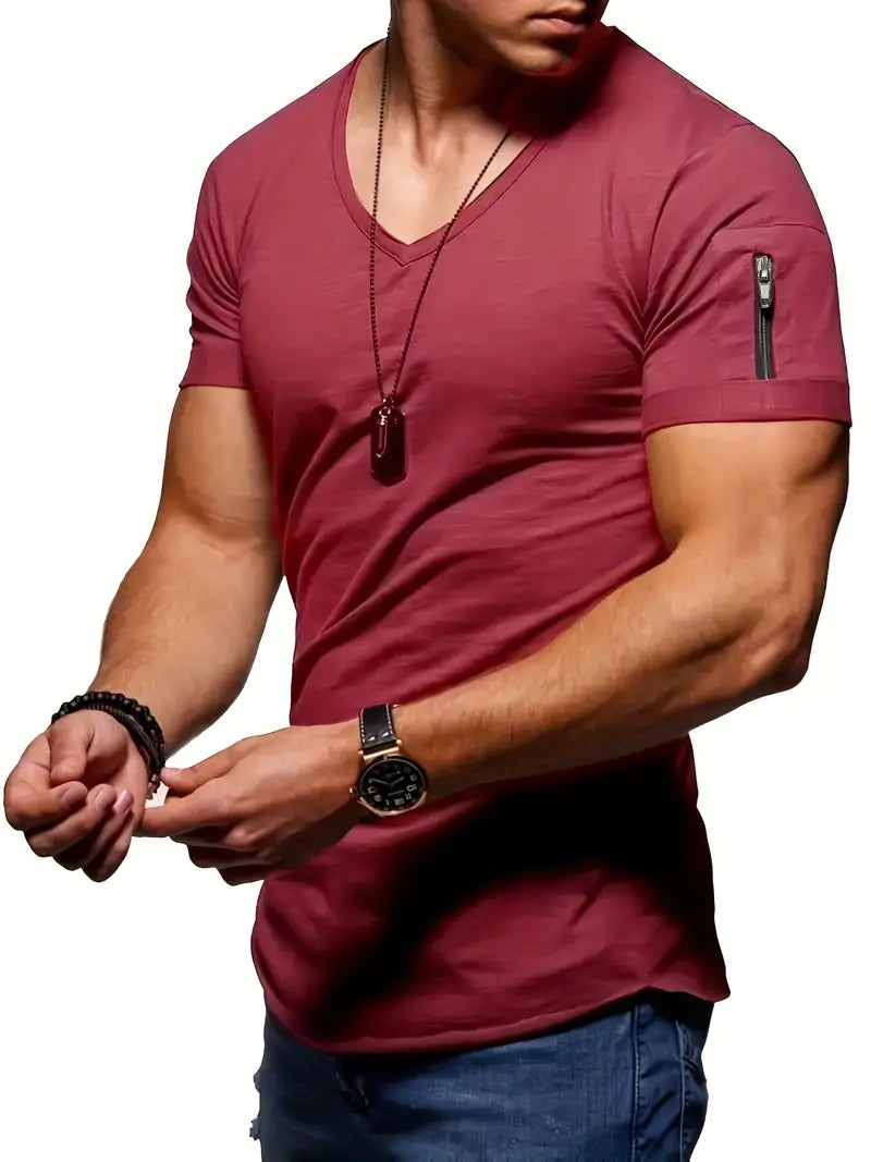 Nilo – Herren-T-Shirt mit V-Ausschnitt in lässigem Stil