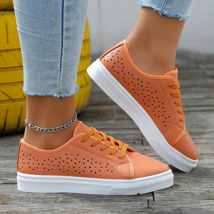 Alessa – Beiger Damen-Sneaker mit klassischer Schnürung