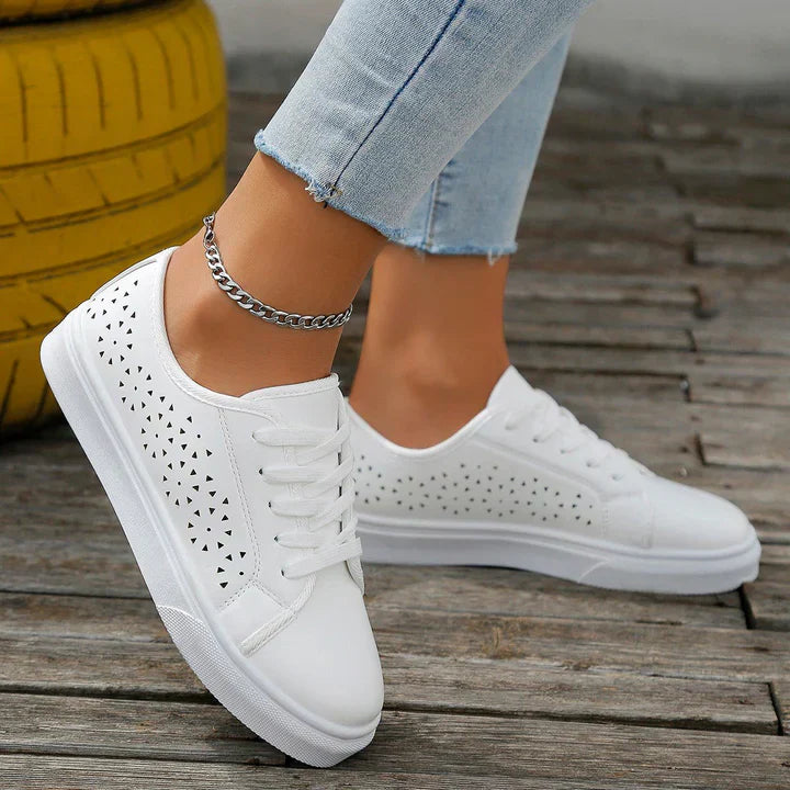 Alessa – Beiger Damen-Sneaker mit klassischer Schnürung