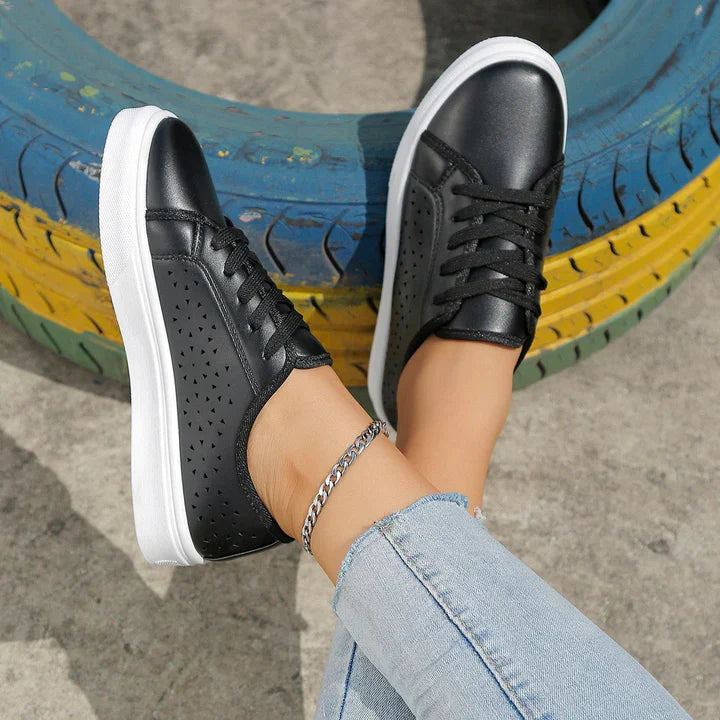 Alessa – Beiger Damen-Sneaker mit klassischer Schnürung